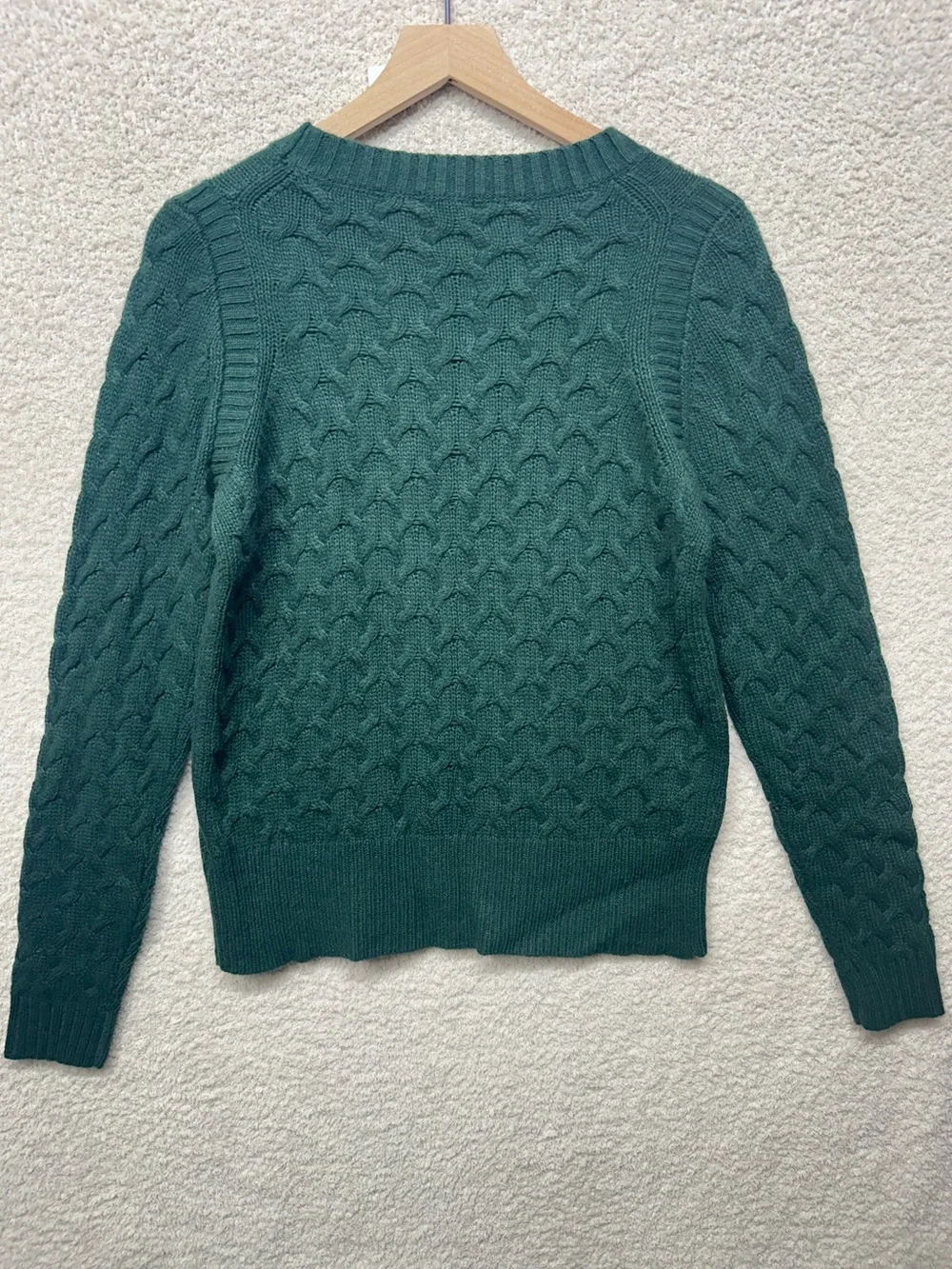 J.Crew Angora Wool Blend Textured Knit Sweater Green Medium Crewneck Cozy